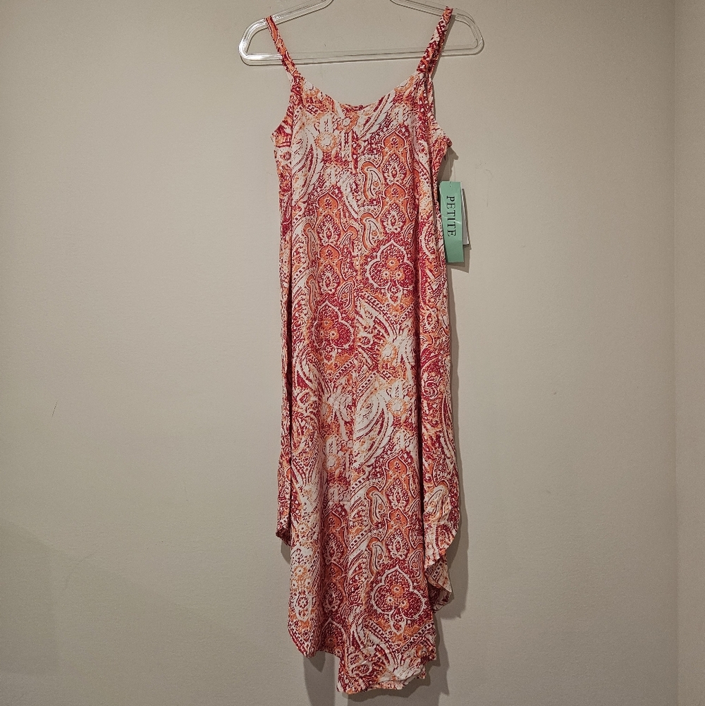 Ivy Streey Paisley Pink & Orange Wide Leg Cropped Jumpsuit, Size Small Petite